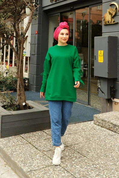 Akasya Fiyonk Detaylı Sweatshirt - 71106.111 - Benetton Yeşil