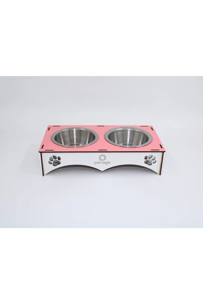 Petmagic 2'li Mama Kabı Ikili Ahşap-çelik Mama Kabı - 4