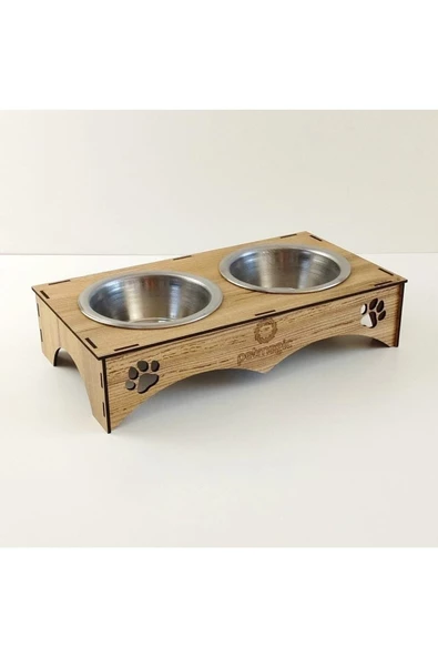 Petmagic 2'li Mama Kabı Ikili Ahşap-çelik Mama Kabı - 3