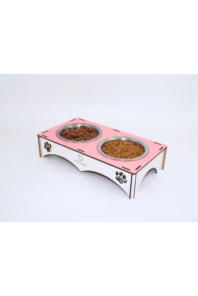 Petmagic 2'li Mama Kabı Ikili Ahşap-çelik Mama Kabı - 7
