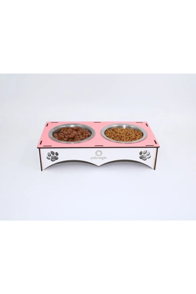 Petmagic 2'li Mama Kabı Ikili Ahşap-çelik Mama Kabı - 9