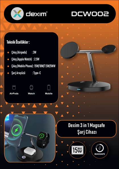 Dexim 3in1 MagSafe Şarj - 2