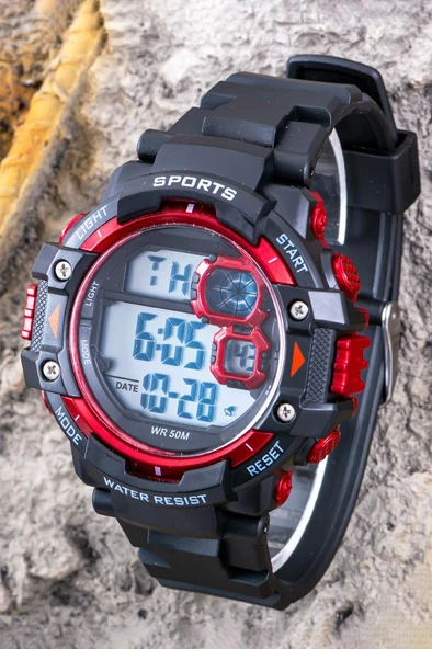 Çocuk Kol Saati, Suya Dayanıklı, Siyah Kordonlu, Takvimli, Kronometre ve Alarm Özellikli Dijital ST-304384 - Resim 3