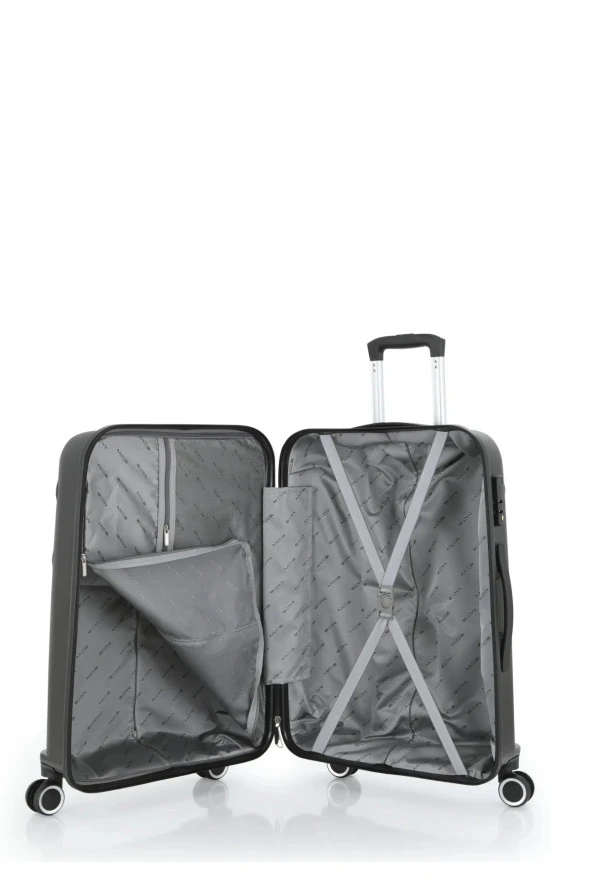 Mçs Kırılmaz Polipropilen 2'li Valiz Seti Büyük & Kabin Siyah V376 - Resim 6