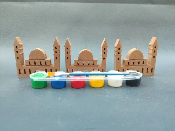 RMZN5-3 lü Ayasafya Camii ( 10 cm 18 mm ) Ramazan Ayına Özel Ahşap Boyama Etkinliği, Boyama Seti, - 2