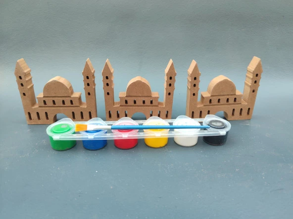 RMZN5-3 lü Ayasafya Camii ( 10 cm 18 mm ) Ramazan Ayına Özel Ahşap Boyama Etkinliği, Boyama Seti, - 3
