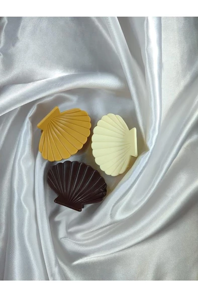 Kadın 3'lü Renkli Deniz Kabuğu Istiridye Desenli Mandal Toka Seti - 10