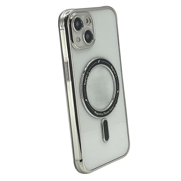 iPhone 15 Kılıf Magsafe Özellikli Gold Seri Lazer Silikon Kapak - 8