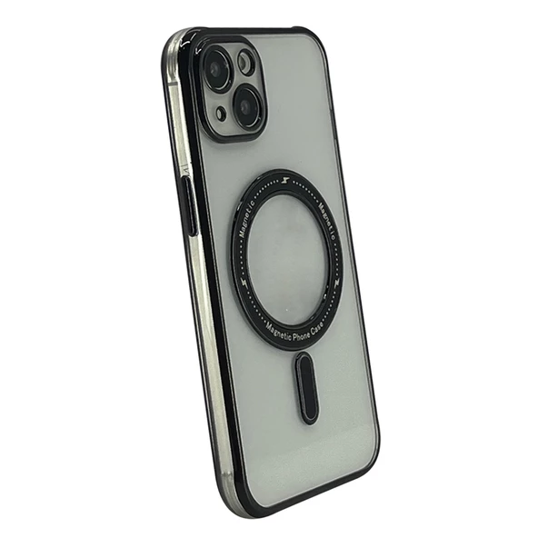 iPhone 15 Kılıf Magsafe Özellikli Gold Seri Lazer Silikon Kapak - 3
