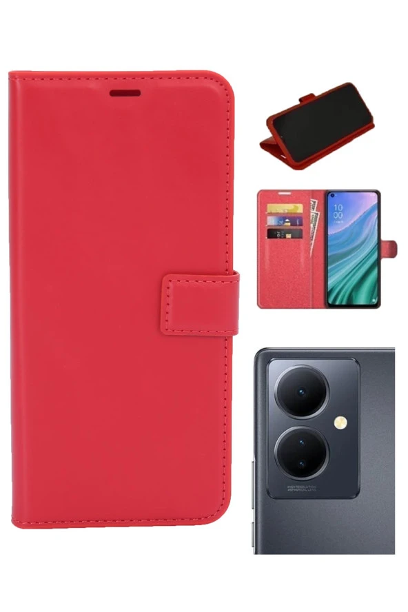 Vivo V29 Lite Kamera Korumalı Cüzdanlı ve Kapaklı Kılıf - Resim 3