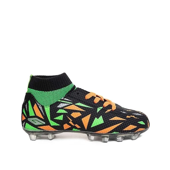 Bilekli Çoraplı Krampon Siyah Yeşil Futbol Ayakkabısı ürün görseli 1