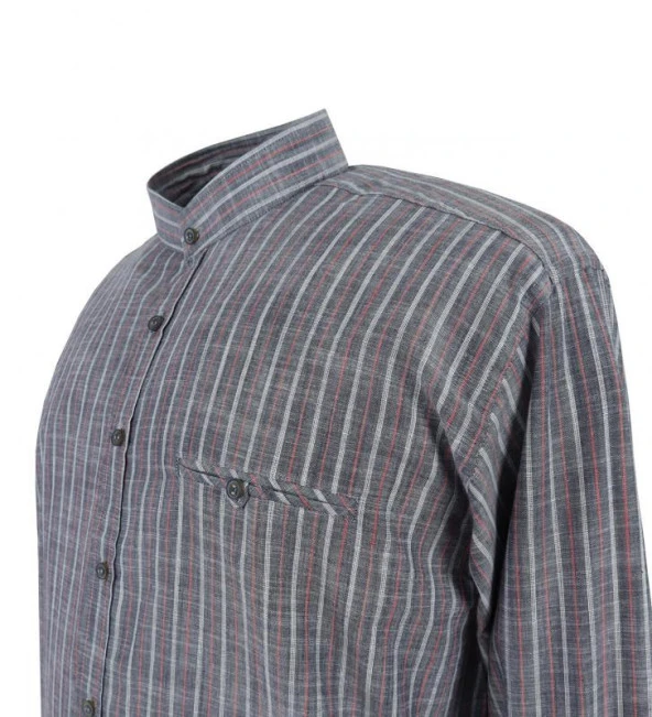 Erkek Büyük Beden Hakim Yaka 115 Kiloya Uygun Uzun Kol Gömlek - 3