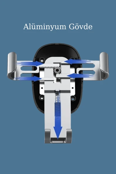 C123 15W Kablosuz Şarjlı Çift Tabanlı Araç Telefon Tutucu - Resim 3