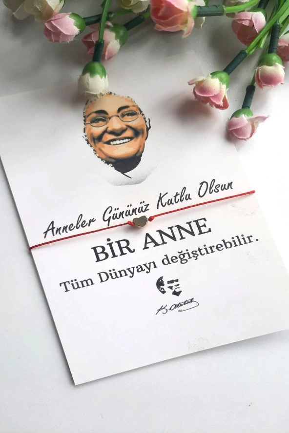 5 Adet Gold Kalpli Bileklik -  Zübeyde Hanım Kuşe Kartlı Anneler Günü Hediyesi - - 5