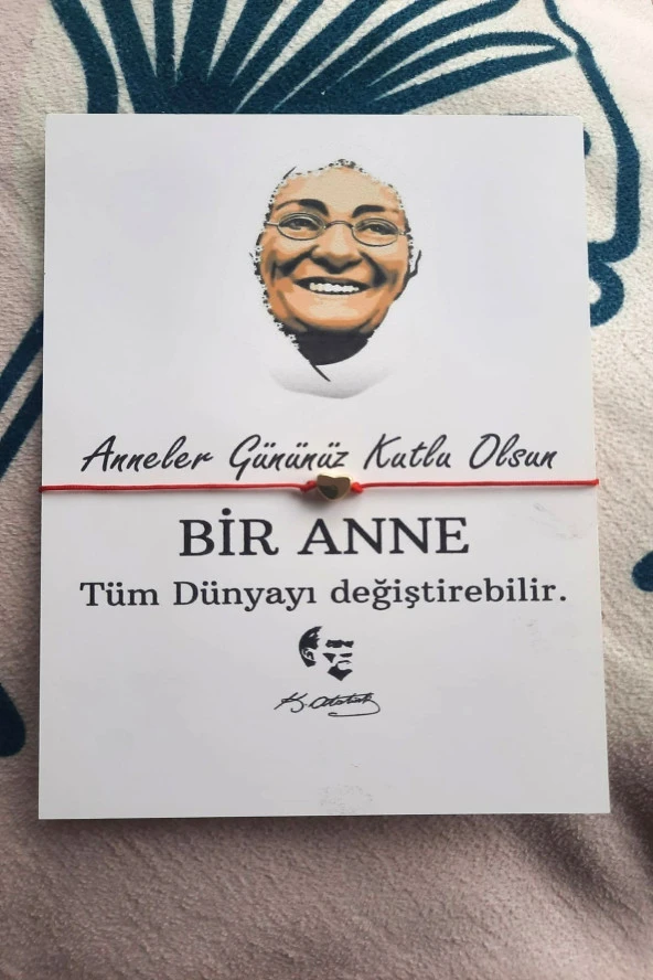 5 Adet Gold Kalpli Bileklik -  Zübeyde Hanım Kuşe Kartlı Anneler Günü Hediyesi - - 7