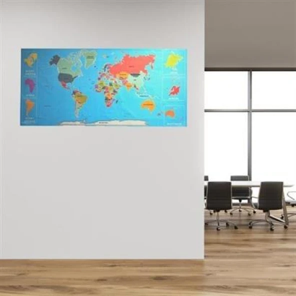 Lovesome Renkli Atlas Dünya Haritası Manyetik Yapıştırıcı Gerektirmeyen Duvar Stickerı 118 CM * 56 CM