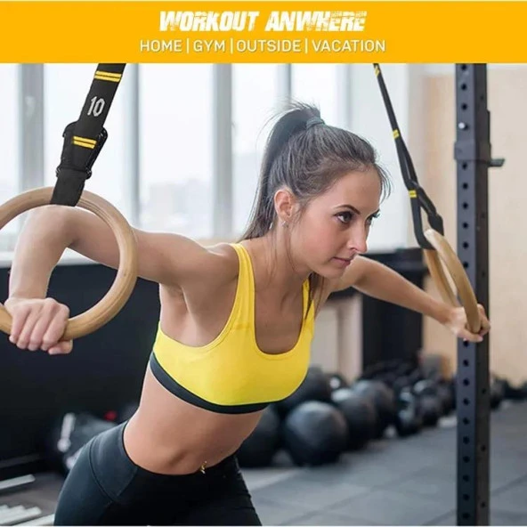 Profesyonel Ayarlanabilir Jimnastik Halkası Egzersiz Çemberi Kaymaz Fitness Crossfit Halkası - 3
