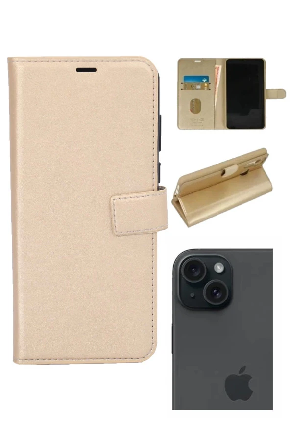 Apple iPhone 15 Plus Kamera Korumalı Cüzdanlı ve Kapaklı Kılıf ürün görseli