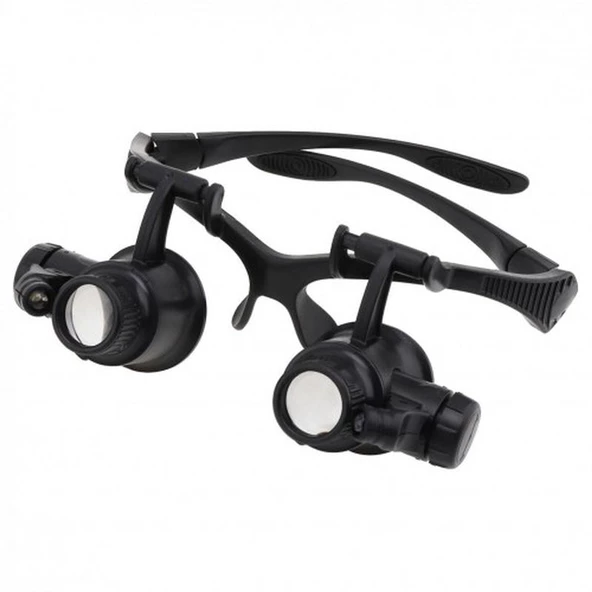Gözlük Modeli 10X 15X 20X 25X Lens 2 Led Işıklı Büyüteç 9892G - 4