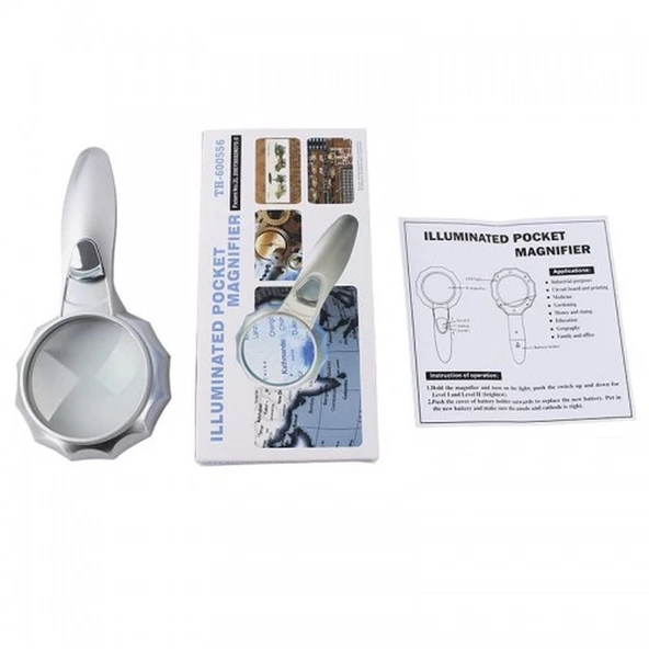 4X 6 Led Işık Aydınlatma 75Mm Optik Lens El Büyüteç - 4