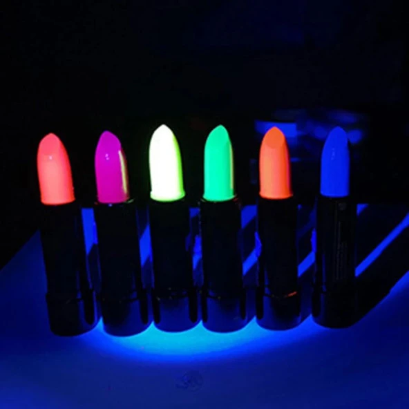 Karanlıkta Parlayan Yanan UV Neon Ruj Yüz Boyama 6 Adet 6 Renk
