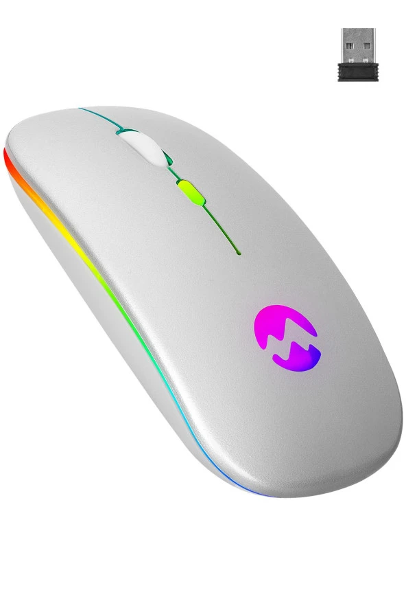 Everest Smw-710 Usb 2.4ghz Gümüş Ledli 800/1200/1600dpi Şarjlı Kablosuz Mouse