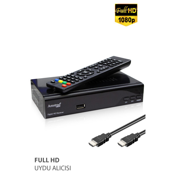 Amstrad 1680 M - Full HD Set Üstü Uydu Alıcısı - ( TKGS - USB - HDMI - SCART )
