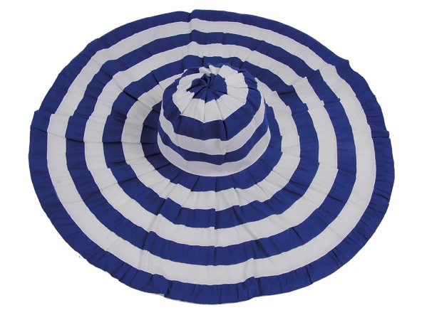 Bay Şapkacı - Yazlık Kadın Geniş Kenarlı Şeritli Şapka 5377 Lacivert - Resim 2