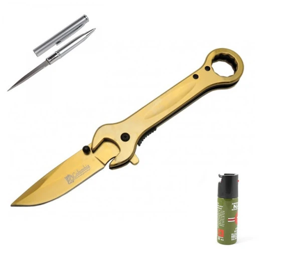 Kişiye Özel Anahtar Çakı Columbia 8000-A 19 CM Gold