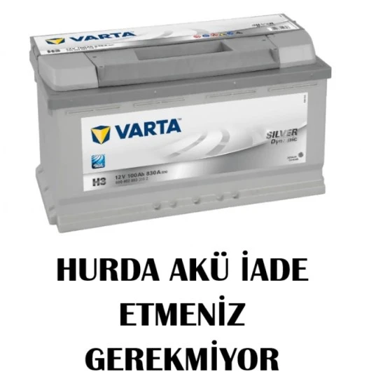 Varta Akü Silver Dynamic 12V 100 Ah Amper 830A H3 - Hurda Akü İadesi Gerekmiyor
