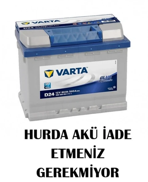 Varta 12v 60 Ah D24 Akü - Hurda Akü İade Etmeniz Gerekmiyor