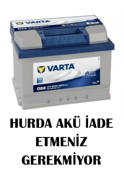 Varta 12V 60 Ah Amper D59 Alçak Tip - Hurda Akü İade Etmeniz Gerekmiyor - 1