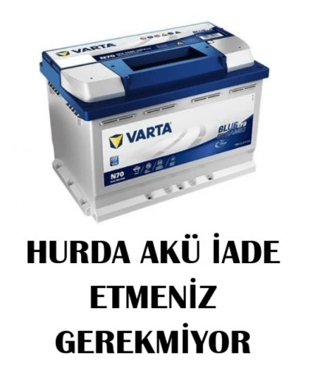 Varta 12V 70 Ah Amper 760A Start-Stop Efb N70 Akü-Hurda Akü İade Etmeniz Gerekmiyor