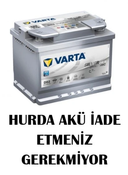 Varta Akü 12V 60 Ah Amper agm  680A Start-Stop D52-Hurda Akü İade Etmeniz Gerekmiyor