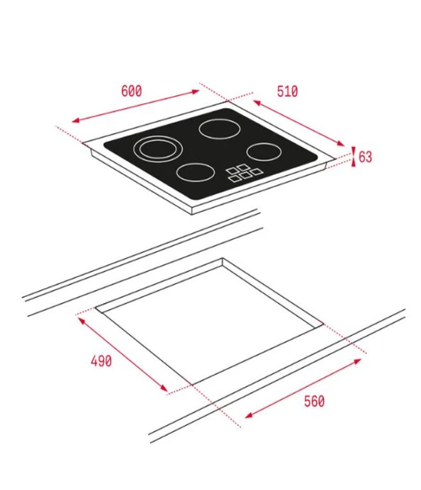 Teka TZ 6316 Elektrikli Siyah Cam Ankastre Ocak - 2