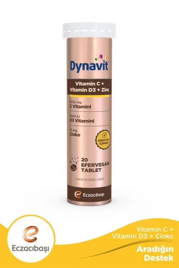 Dynavit C + Vitamin D3 + Zinc Efervesan 20 Tablet