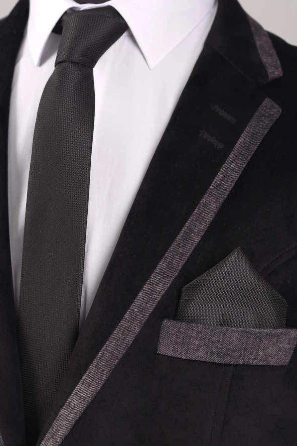 Esgue Kol Düğmesi & Kravat & Mendil Hediye Seti - Resim 3