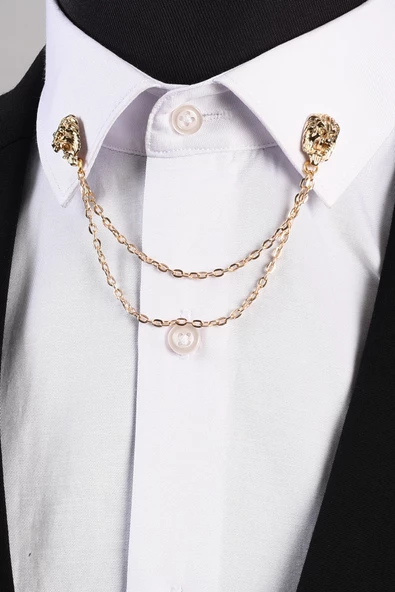 Esgue Aslan Gömlek Yaka İğnesi Gold - 2