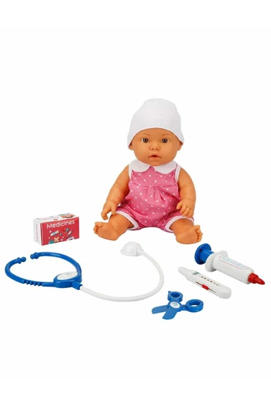 Ağlayan ve Gülen Sesli Bebek Seti 35cm.: Bebelou Doktor Zamanı - 3