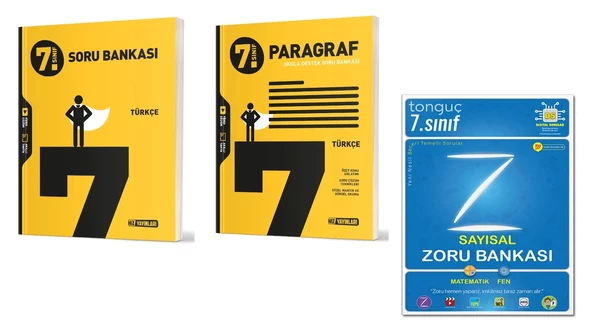 HIZ YAYINLARI 7.SINIF TÜRKÇE - PARAGRAF SORU BANKASI VE TONGUÇ YAYINLARI SAYISAL ZORU BANKASI (3 KİTAP) ürün görseli