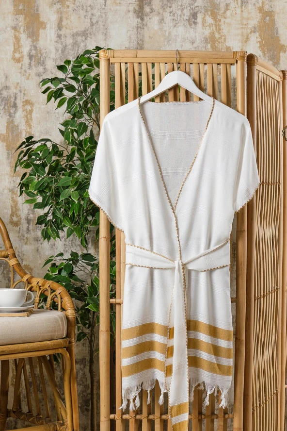 PAMUKLU VİSKON KİMONO PLAJ ELBİSESİ - 2