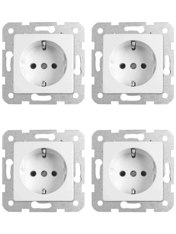 Viko Linnera Topraklı Priz Beyaz (Çerçeve Dahil) 90440008 (4 Adet) ürün görseli 1