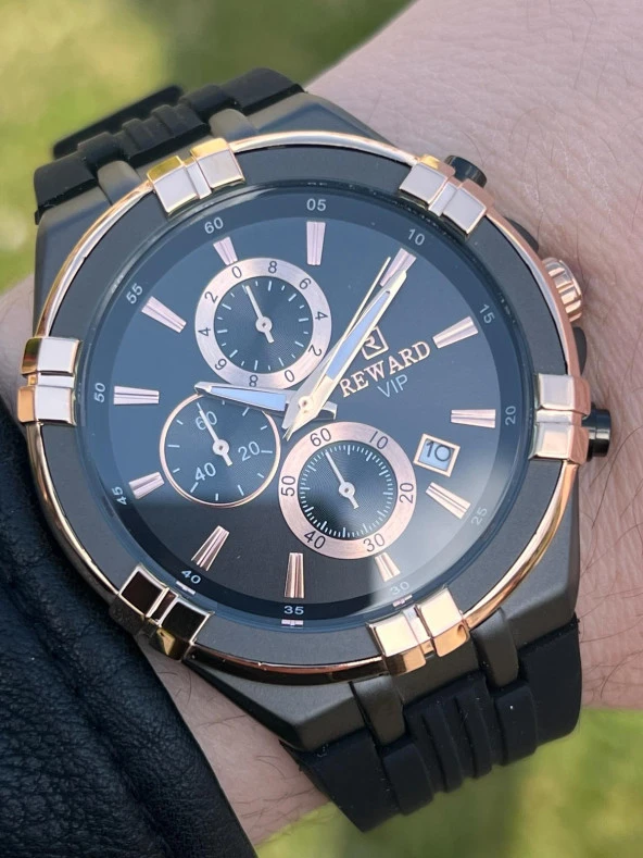 RA145064 Reward İyon Kaplama Kasa Silikon Kordon 3 Atm Suya Dayaknıklı Erkek Kol Saati ürün görseli