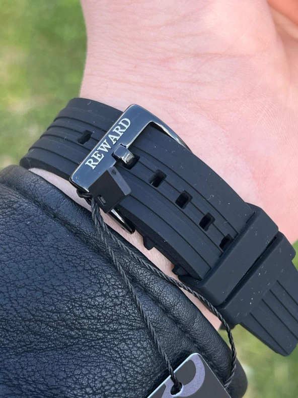 RA145064 Reward İyon Kaplama Kasa Silikon Kordon 3 Atm Suya Dayaknıklı Erkek Kol Saati - Resim 5