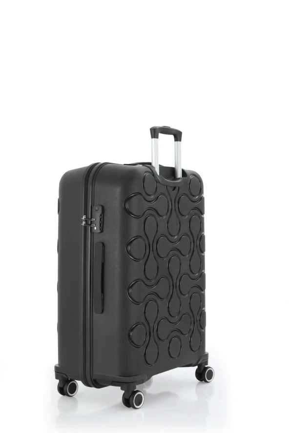 Mçs Kırılmaz Polipropilen 2'li Valiz Seti Büyük & Makyaj Siyah V376 - Resim 7