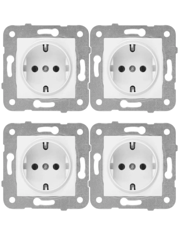 Viko Karre Topraklı Priz Beyaz (Çerçeve Dahil) 90967008 (4 Adet) ürün görseli 1