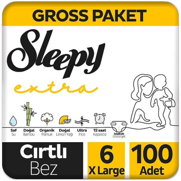 Sleepy Extra Günlük Aktivite 6 Numara XLarge 100'lü Bebek Bezi
