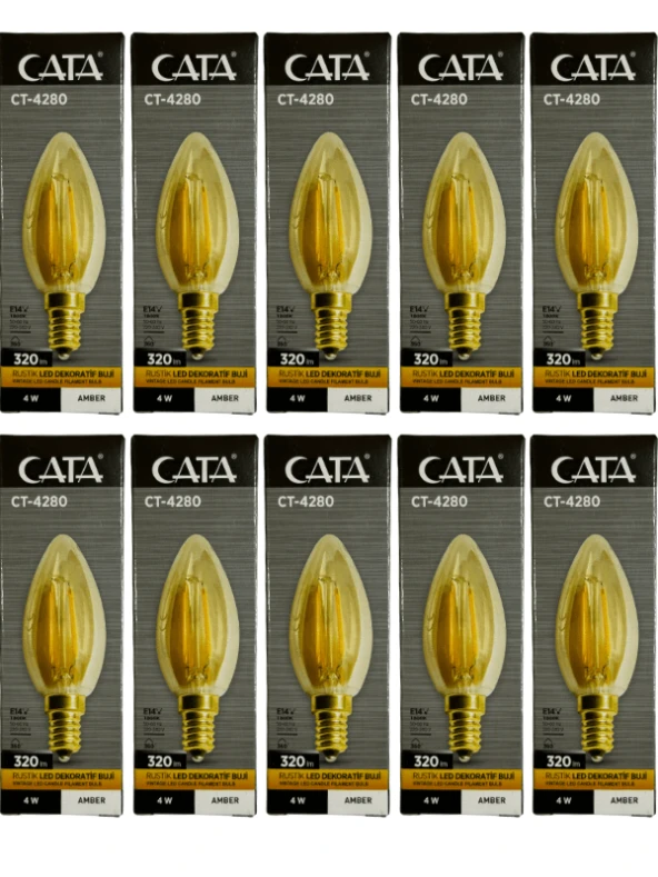 Cata CT-4280 4W 1800K (Amber) E14 Duylu Rustik Led Dekoratif Ampul (10 Adet)