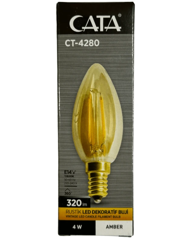Cata CT-4280 4W 1800K (Amber) E14 Duylu Rustik Led Dekoratif Ampul (10 Adet) - 2