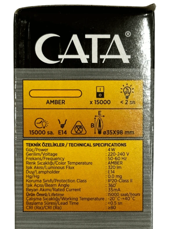 Cata CT-4280 4W 1800K (Amber) E14 Duylu Rustik Led Dekoratif Ampul (10 Adet) - 4